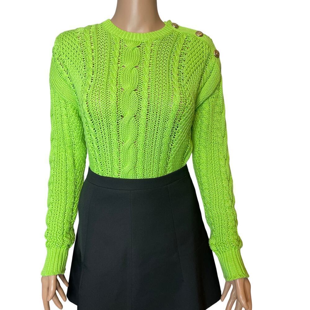 Lauren Ralph Lauren Black Label Aran knit Riviera Green Sweater size PS NWT - Picture 2 of 11